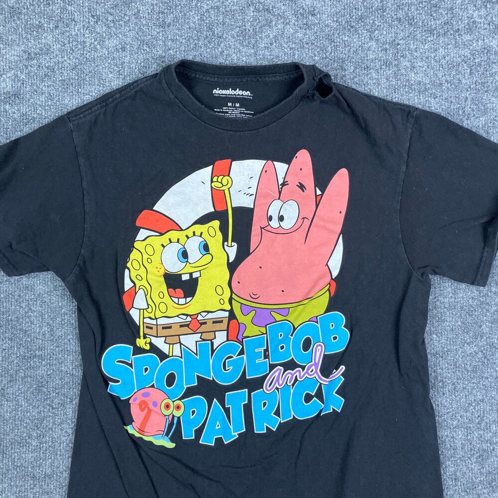 Nickelodeon T-Shirt Womens M Black SpongeBob‎ Patrick Graphic Tee Cartoon